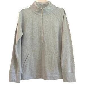 Lilly Pulitzer Skipper Lace Popover Womens Size M Gray 1/2 Zip Jacket Walking